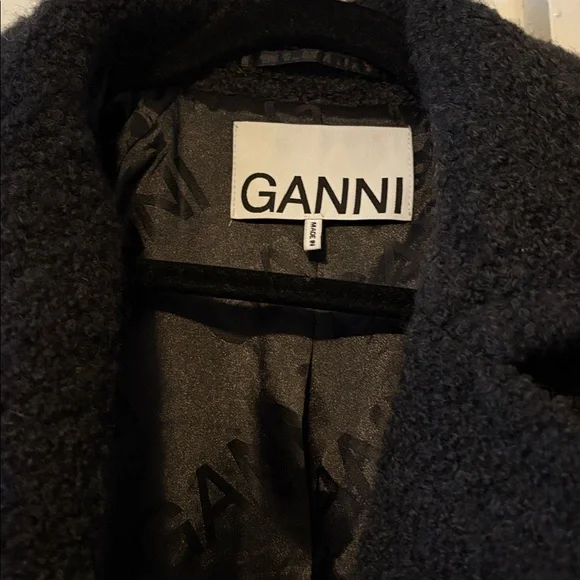 Ganni Black Wool-Blend Bouclé Coat - Picture 5 of 7
